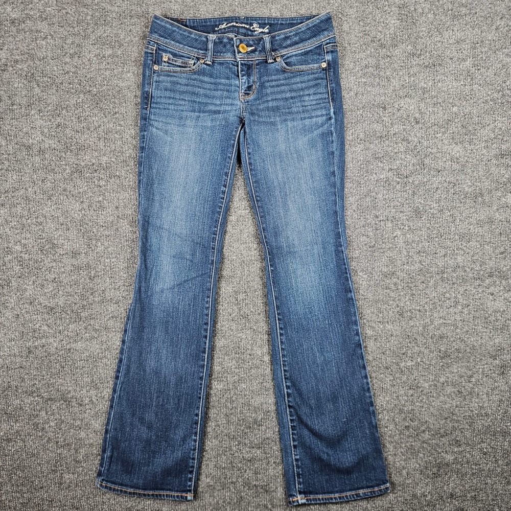 American Eagle Slim Boot Blue Jeans Womens 4 Stretch Dark Wash Denim Low Rise